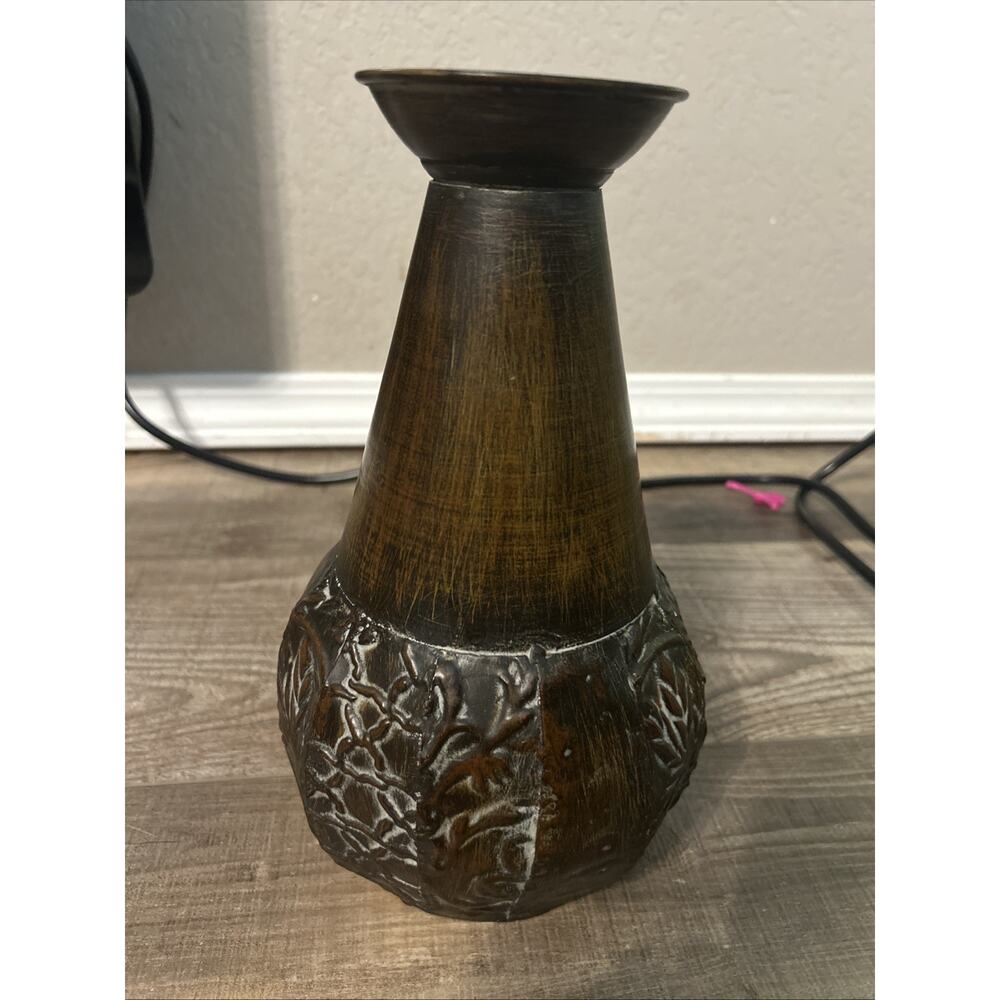 Vintage Trendy Metal Pitcher Vase 10.5" Patina Rustic Cabin Country Chic Decor